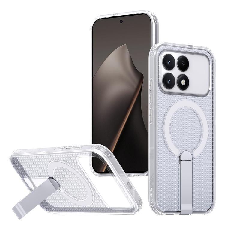 

For Redmi K90 / Poco F8 Pro 5G Honeycomb Cooling MagSafe Holder Phone Case(Frosted Transparent)