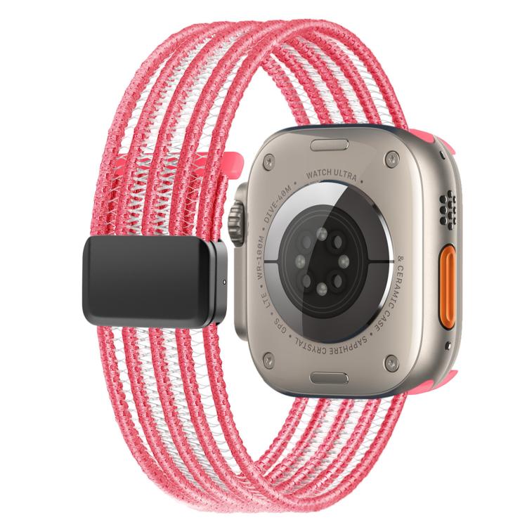 

For Apple Watch 46mm / 49mm / 45mm / 44mm Breathable Nylon Fish Line Watch Band(Pink)