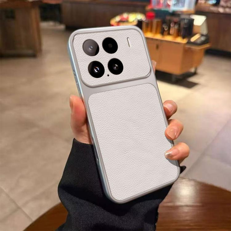 For Xiaomi 15 Large Window Leather Textured Coated TPU Phone Case(White)