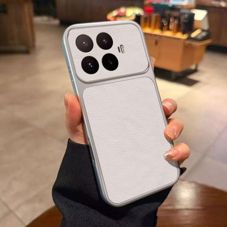 For Xiaomi 17T 5G Large Window Leather Textured Coated TPU Phone Case(White)