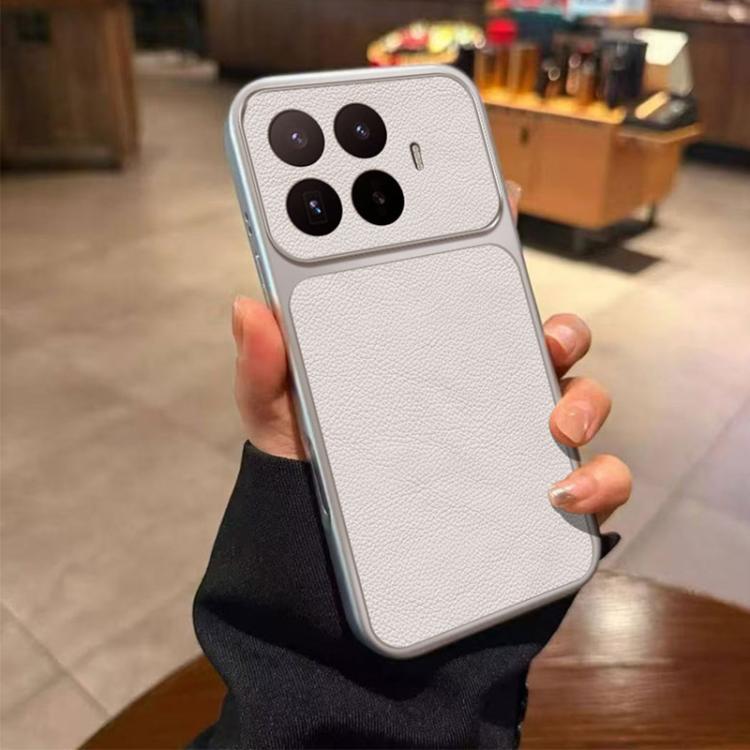 For Xiaomi 17T Pro 5G Large Window Leather Textured Coated TPU Phone Case(White)