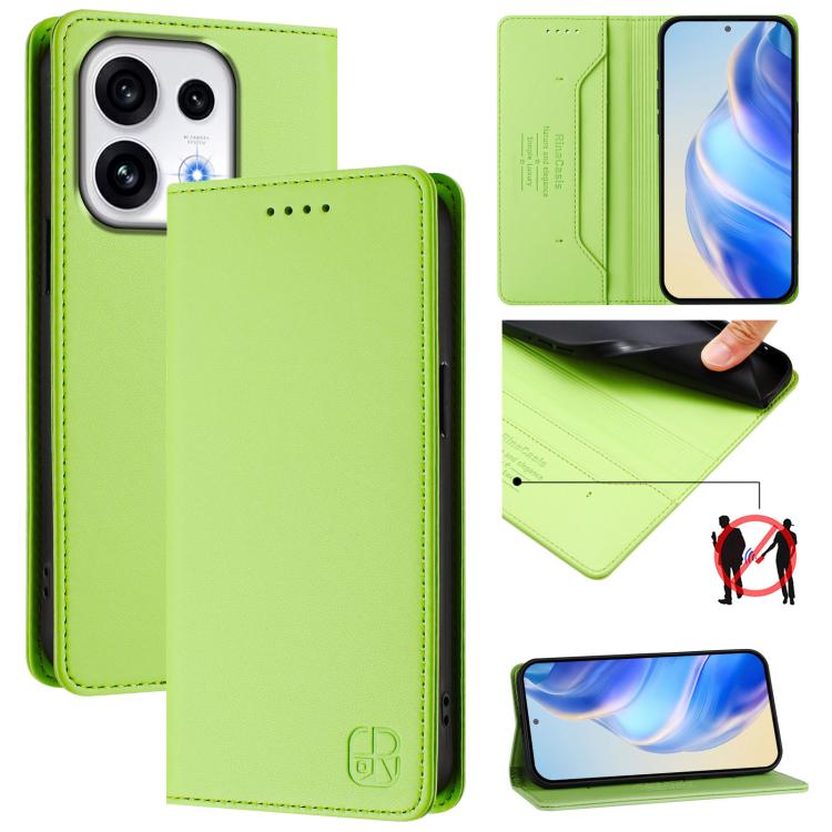 For OPPO Reno16 / Reno16 Pro Global RC01 Dual-Folded Magnetic Suction RFID Leather Phone Case(Grass Green)