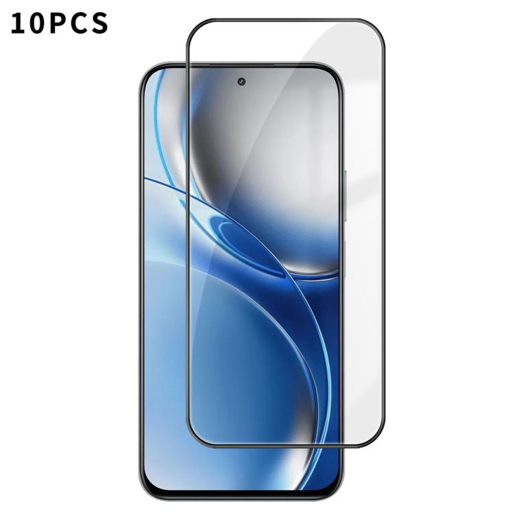 For Realme P4R 5G 10pcs Kalebol High-Aluminum Screen-Printed Full-Coverage Anti-Fingerprint Black-Bordered HD Tempered Glass Film