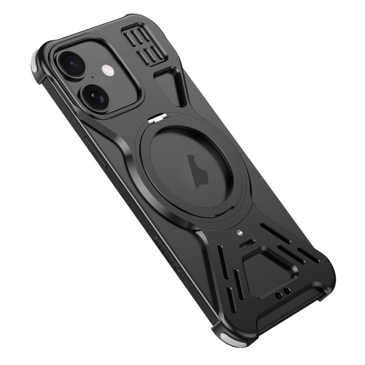 

For iPhone 17 Armor 360 Holder Frameless Alloy MagSafe Phone Case(Black)
