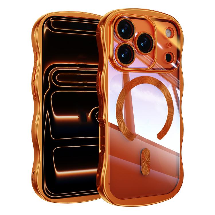 

For iPhone 17 Pro Max Big Wave Electroplating MagSafe Magnetic Phone Case(Orange)