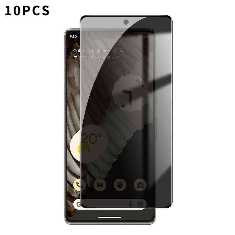 

For Google Pixel 7 Pro 10pcs Kalebol Curved High-Aluminum Screen-Printed Full-Coverage Anti-Fingerprint Black-Border Privacy Tempered Glass Film