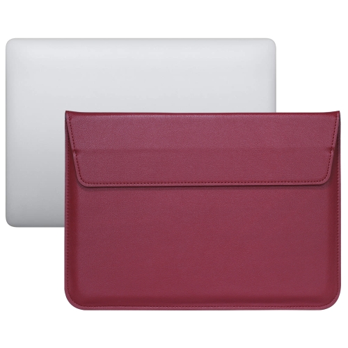 

PU Leather Ultra-thin Envelope Bag Laptop Bag for MacBook Air / Pro 13 inch, with Stand Function(Wine Red)