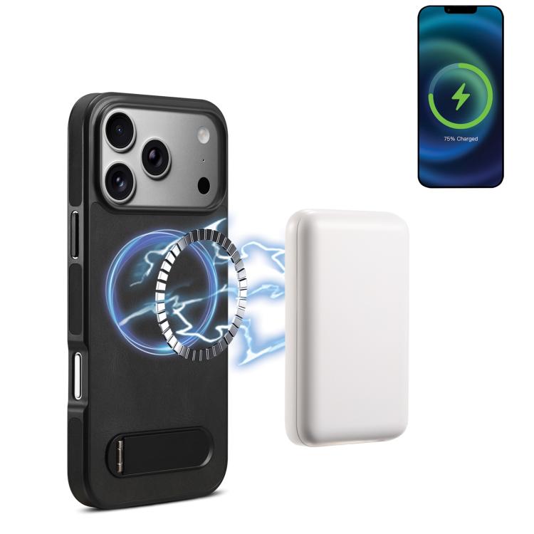 

For iPhone 17 Pro Max Skin-feel MagSafe Phone Case with Holder(Black)