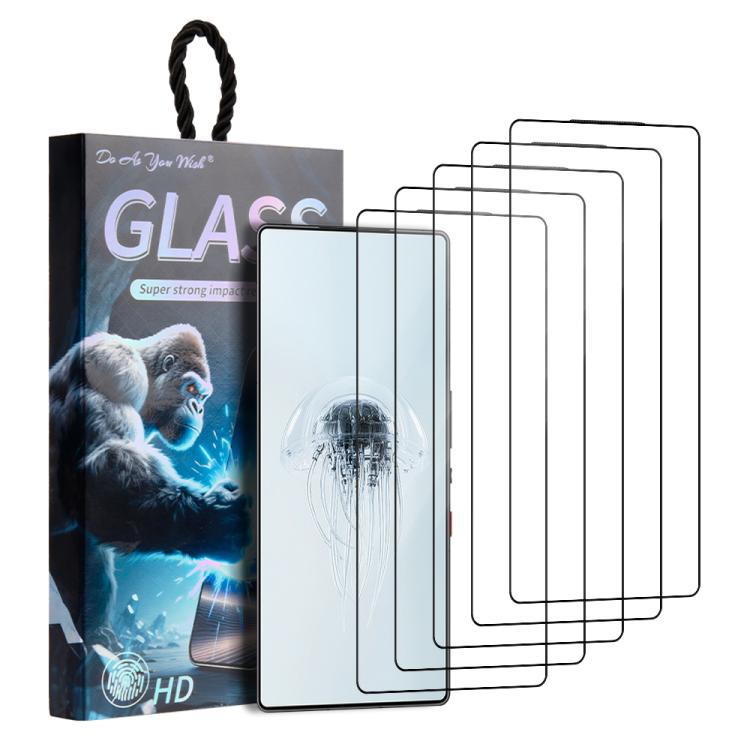 

For ZTE nubia RedMagic 10 Pro 5pcs / Pack Do As You Wish Silk Screen Printed HD Tempered Glass Film(Black)