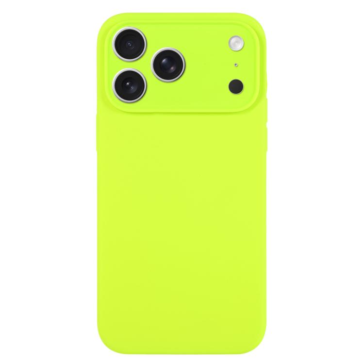 

For iPhone 17 Pro Pure Color Liquid Silicone Fine Pore Phone Case(Bright Green)