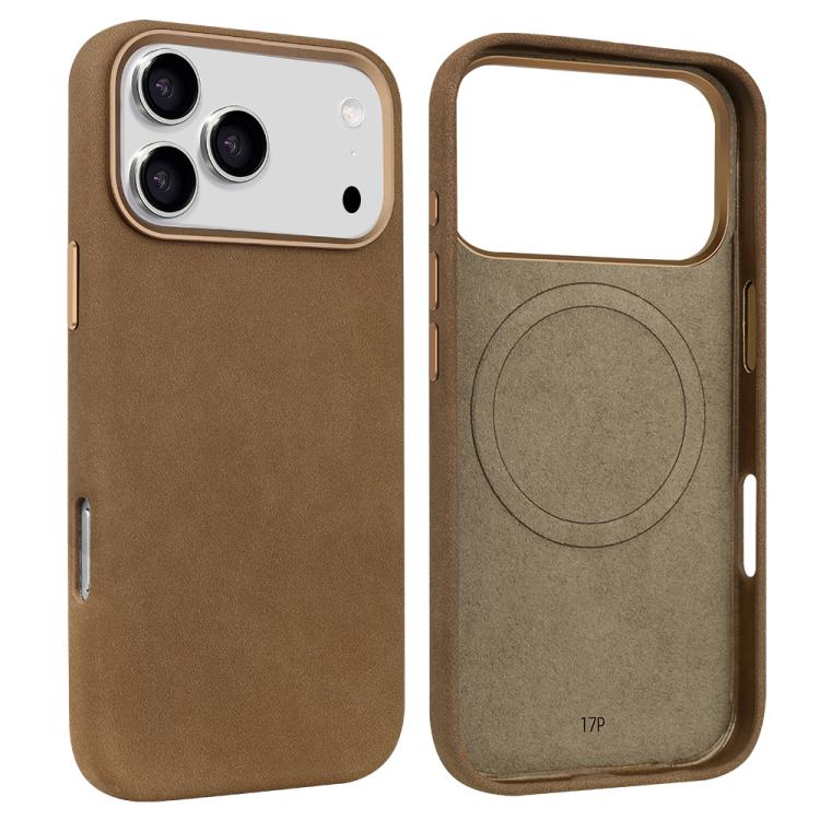For iPhone 18 Pro / 17 Pro VIETAO Suede MagSafe PU Leather Phone Case(Dark Brown)