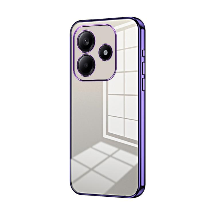 

For Redmi Note 14 4G 163.25mm Transparent Plating Fine Hole Phone Case(Purple)