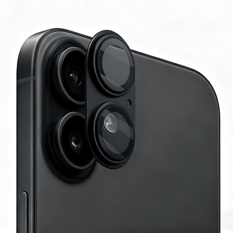

For iPhone 16 / 16 Plus XDcase Armor Full-Coverage Frosted Metal Lens Ring Film(Black)