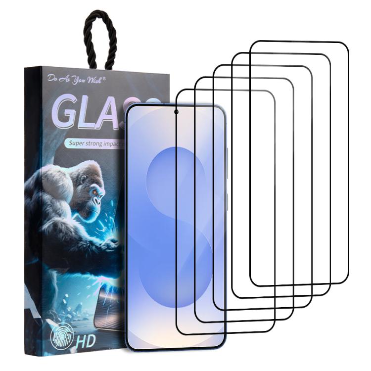 

For Samsung Galaxy S25 5G 5pcs / Pack Do As You Wish Silk Screen Printed HD Tempered Glass Film(Black)
