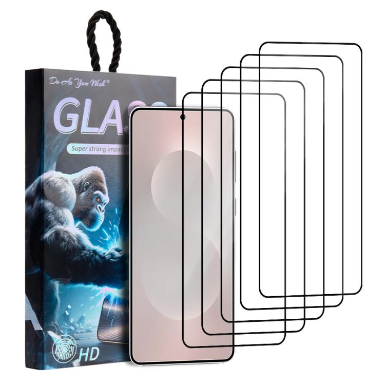 

For Samsung Galaxy S25 Edge 5G 5pcs / Pack Do As You Wish Silk Screen Printed HD Tempered Glass Film(Black)