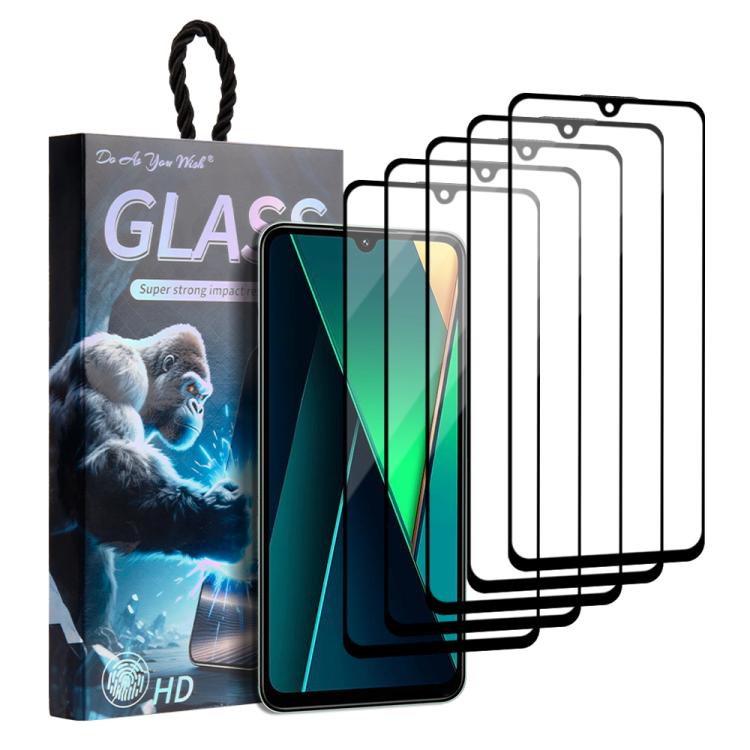 

For Xiaomi Poco C75 5G / 4G 5pcs / Pack Do As You Wish Silk Screen Printed HD Tempered Glass Film(Black)