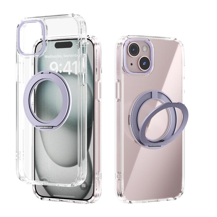 

For iPhone 14 Plus ABEEL MagSafe Q-LUCK Pivot Bracket Transparent Phone Case(Light Purple)
