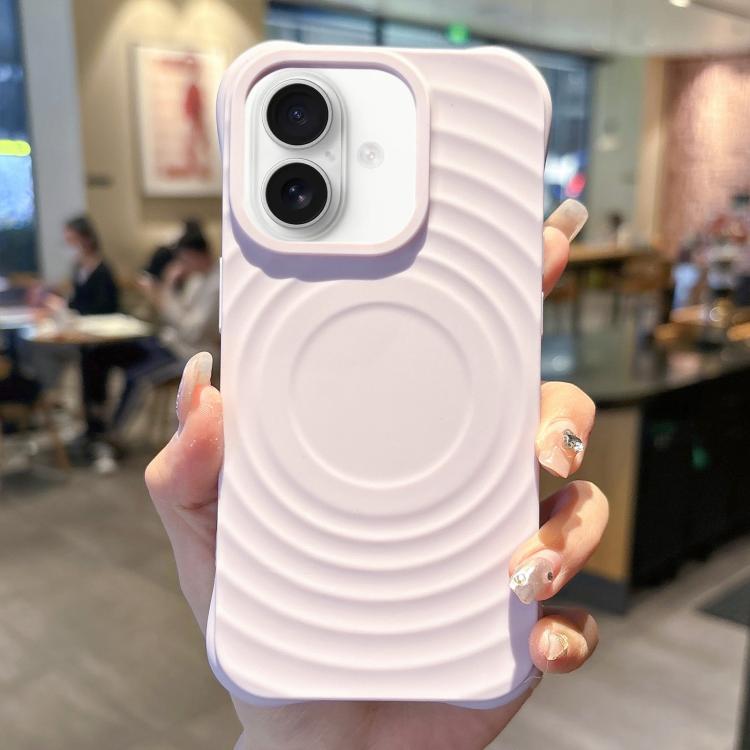 

For iPhone 16 Plus MagSafe Magnetic Ring Texture TPU Phone Case(Light Purple)