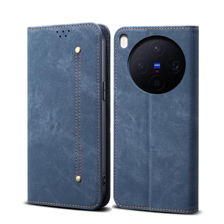

For vivo X300 Denim Texture Casual Style Horizontal Flip Leather Case(Blue)