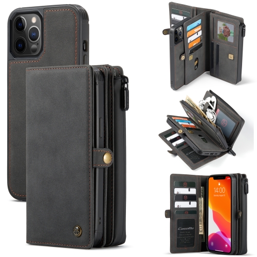 

For iPhone 12 Pro Max CaseMe 018 Detachable Multi-functional Horizontal Flip Leather Case, with Card Slot & Holder & Zipper Wallet & Photo Frame(Black)