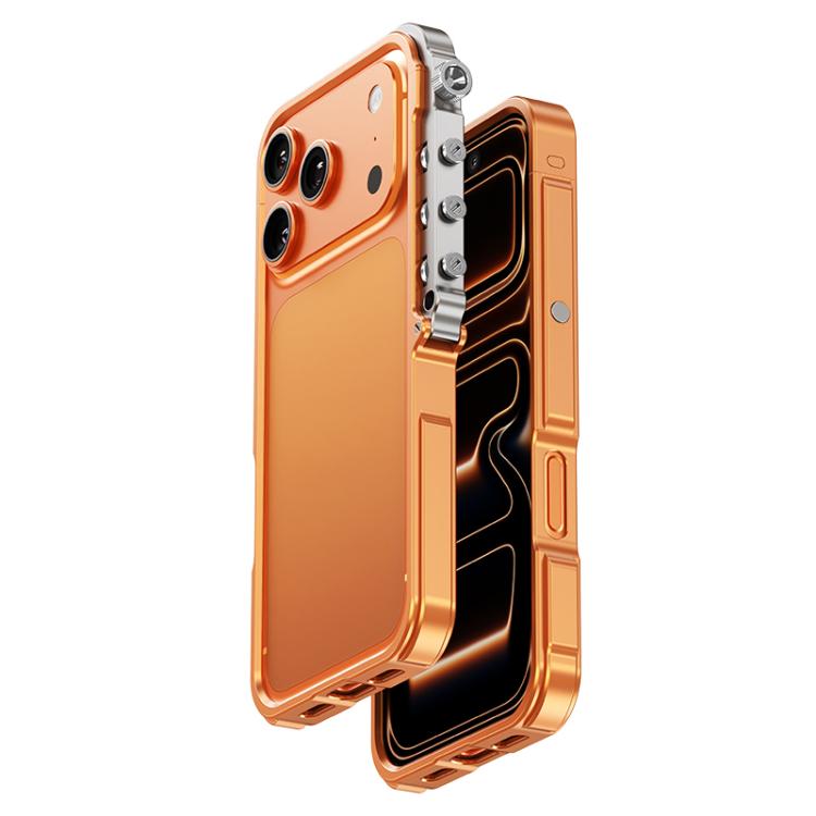

For iPhone 17 Pro Max Mechanical Armor Creative Metal Frame Aluminum Alloy Phone Case(Orange)