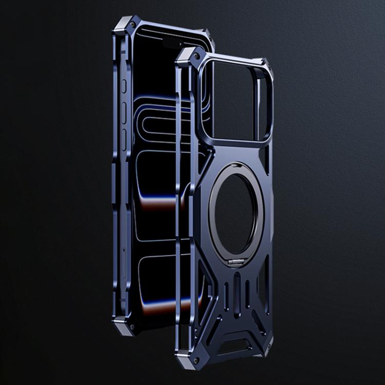 

For iPhone 17 Pro Aluminum Alloy Borderless MagSafe Rotating Holder Phone Case(Blue)