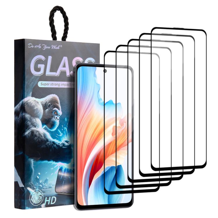 

For OPPO A79 5G 5pcs / Pack Do As You Wish Silk Screen Printed HD Tempered Glass Film(Black)