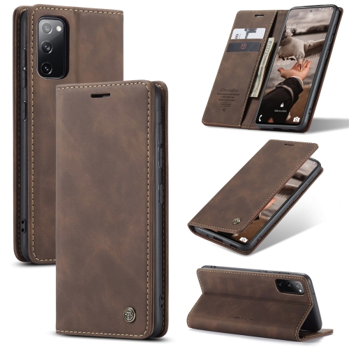 

For Samsung Galaxy S20 FE CaseMe 013 Multifunctional Horizontal Flip Leather Case with Holder & Card Slot & Wallet(Coffee)
