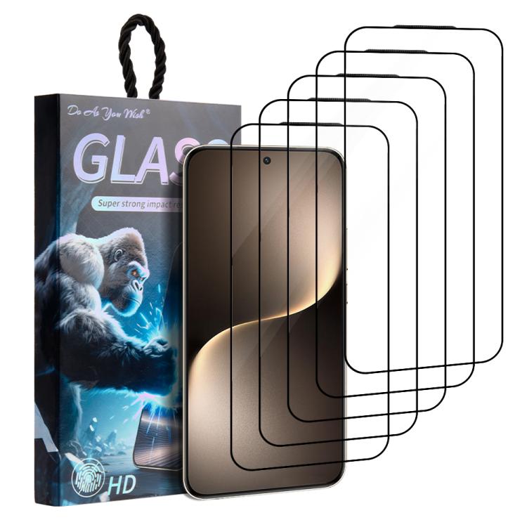 

For Honor Magic7 5pcs / Pack Do As You Wish Silk Screen Printed HD Tempered Glass Film(Black)