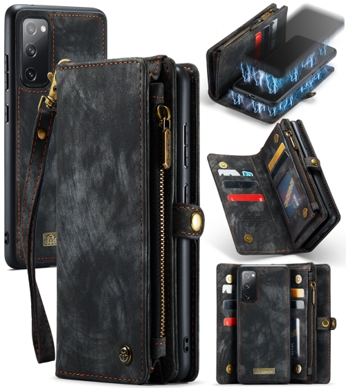 

For Samsung Galaxy S20 FE CaseMe 008 Detachable Multifunctional Horizontal Flip Leather Case with Holder & Card Slot & Zipper Wallet & Photo Frame(Black)