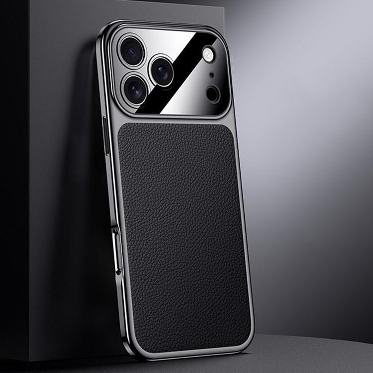 For iPhone 18 Pro Max Genuine Leather PC Phone Case(Black)