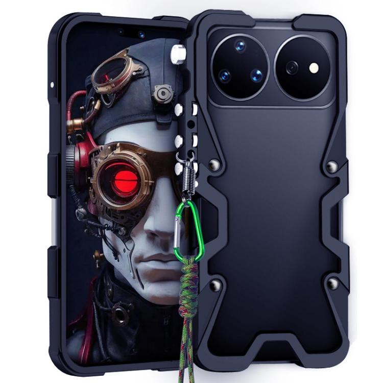 

For Huawei nova 16 Ultra Trigger Design Hollow Metal Frame Phone Case with Lanyard(Black)