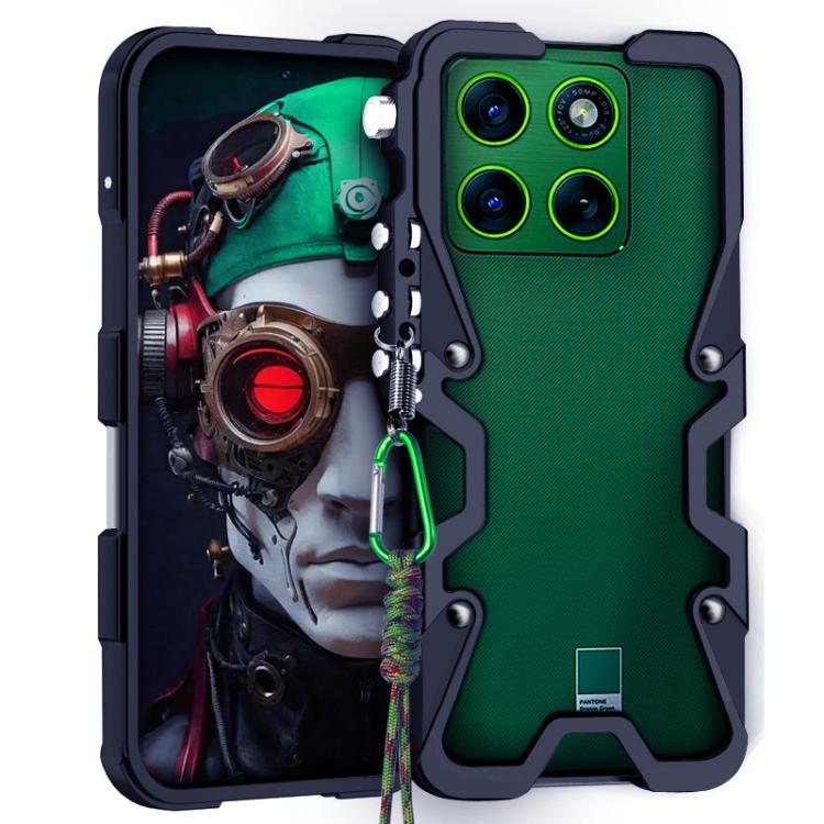 

For Motorola Edge 70 Pro 5G Trigger Design Hollow Metal Frame Phone Case with Lanyard(Black)