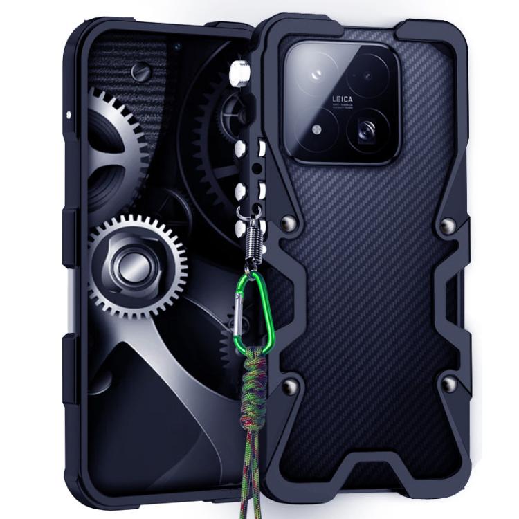 For Xiaomi 17 Max 5G Trigger Design Hollow Metal Frame Phone Case with Lanyard(Black)