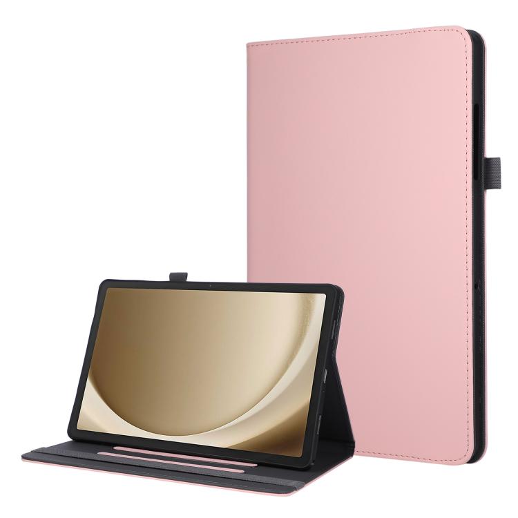 

For Samsung Galaxy Tab A11 / A9 Macaron Color Hand Grip Leather Tablet Case with Holder(Pink)