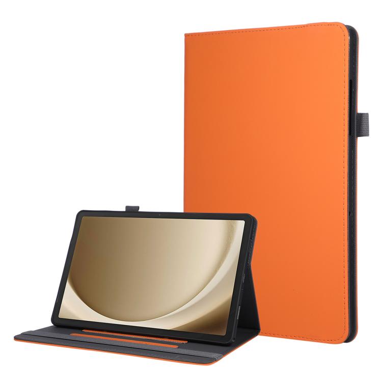 

For Samsung Galaxy Tab A11 / A9 Macaron Color Hand Grip Leather Tablet Case with Holder(Orange)