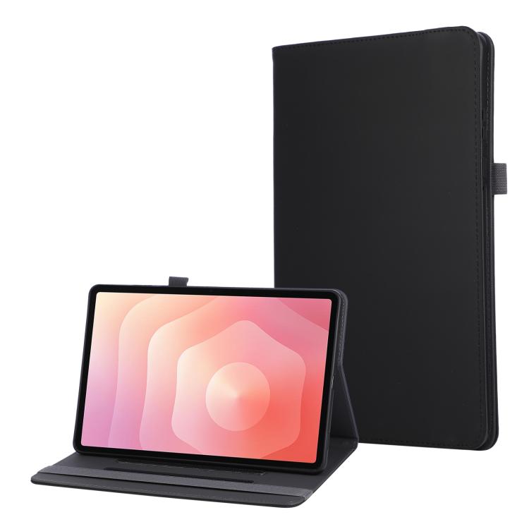 

For Samsung Galaxy Tab S11 Macaron Color Hand Grip Leather Tablet Case with Holder(Black)