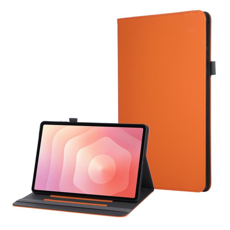 

For Samsung Galaxy Tab S11 Macaron Color Hand Grip Leather Tablet Case with Holder(Orange)