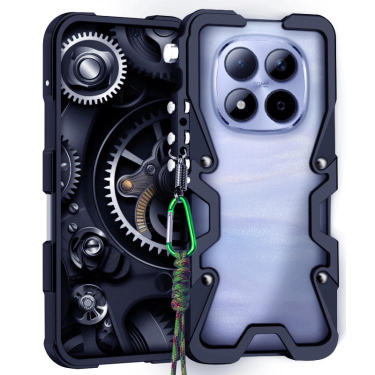 

For Redmi Note 15 4G Global 164mm Trigger Design Hollow Metal Frame Phone Case with Lanyard(Black)