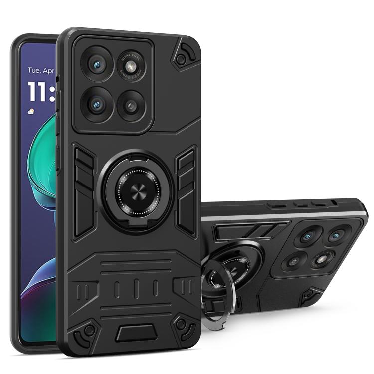 

For Motorola Moto G86 5G Rotating Holder TPU Hybrid PC Phone Case(Black)