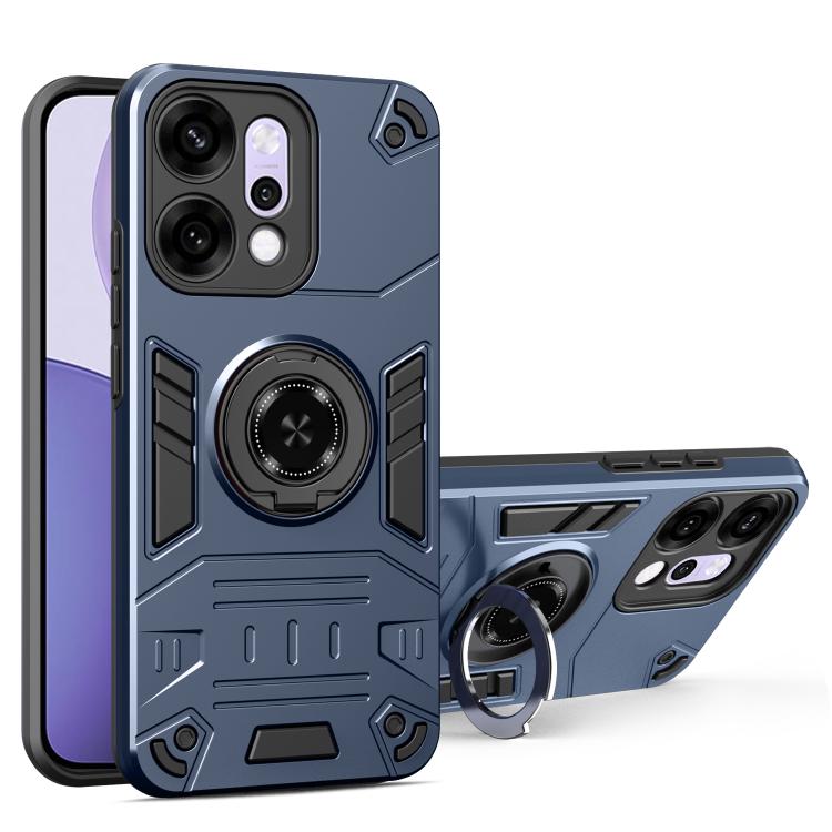 

For OPPO Reno14 5G Rotating Holder TPU Hybrid PC Phone Case(Royal Blue)