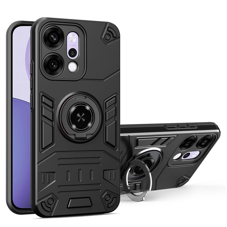 

For OPPO Reno14 Pro 5G Rotating Holder TPU Hybrid PC Phone Case(Black)