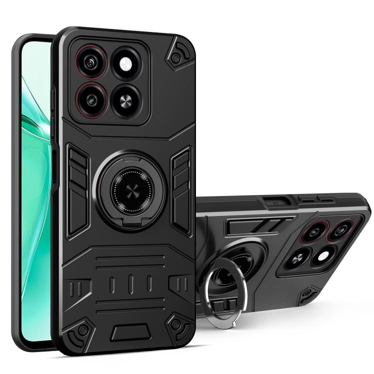 

For ZTE Blade A35 / A55 Rotating Holder TPU Hybrid PC Phone Case(Black)