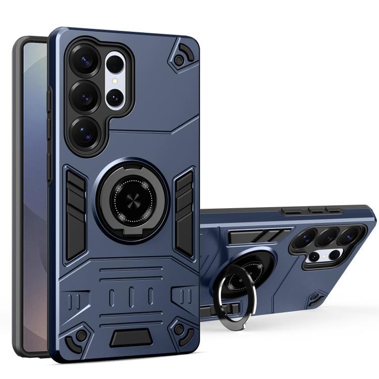 

For Samsung Galaxy S25 Ultra 5G Rotating Holder TPU Hybrid PC Phone Case(Royal Blue)