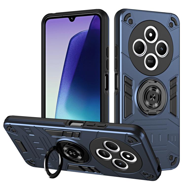 

For Redmi 14C 4G / A3 Pro / A4 Rotating Holder TPU Hybrid PC Phone Case(Royal Blue)