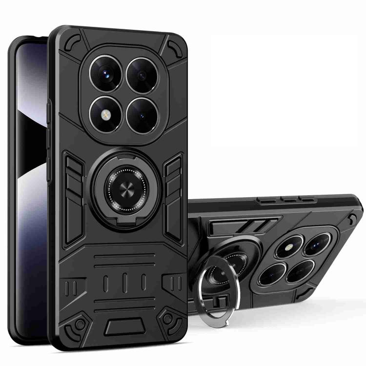 

For Redmi Note 14 Pro+ 5G Rotating Holder TPU Hybrid PC Phone Case(Black)