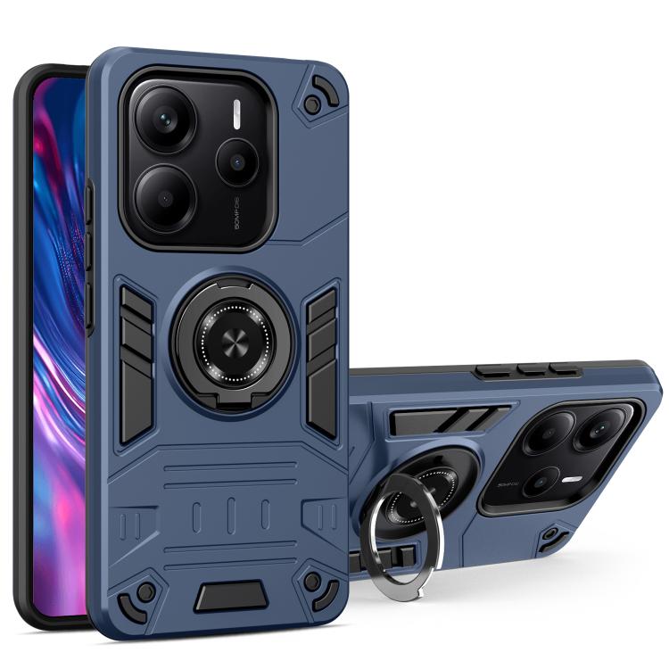 

For Redmi Note 14 4G 163.25mm Rotating Holder TPU Hybrid PC Phone Case(Royal Blue)