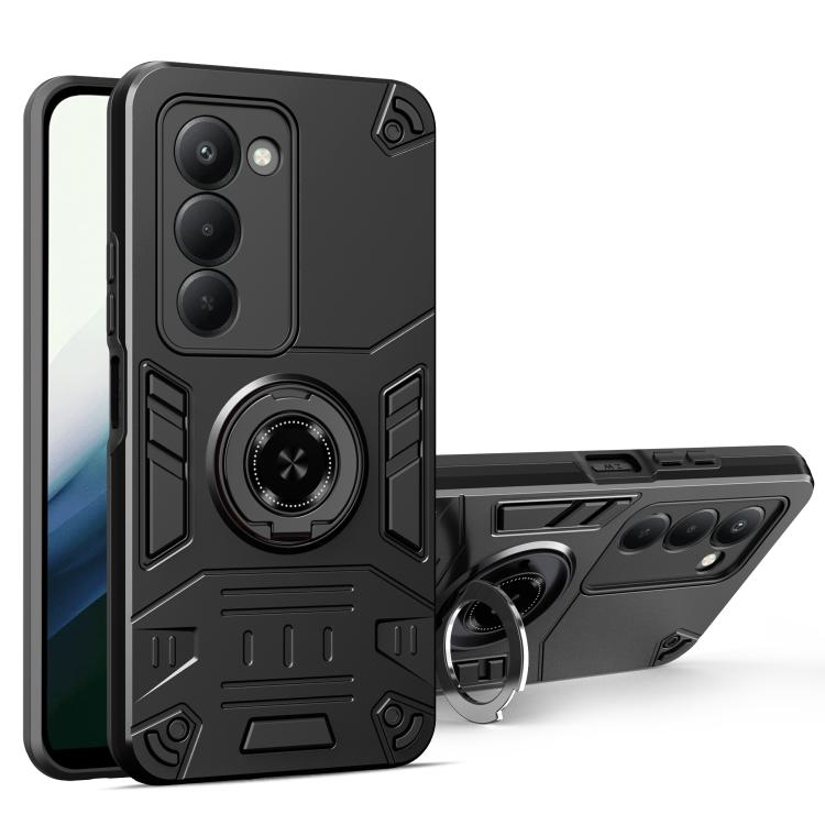 

For Redmi 15 5G / 4G EU 171mm Rotating Holder TPU Hybrid PC Phone Case(Black)