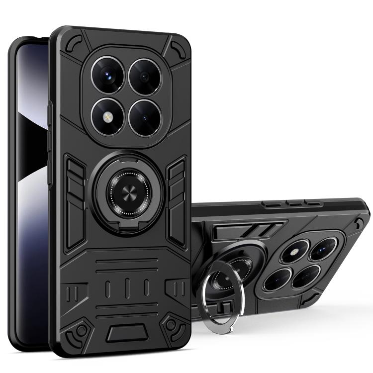 

For Redmi Note 14 Pro 4G / 5G Rotating Holder TPU Hybrid PC Phone Case(Black)