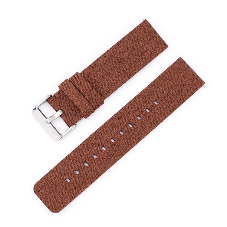 20mm Stainless Steel Pin Buckle Nylon Woven Canvas Watch Band(Brown Silver)